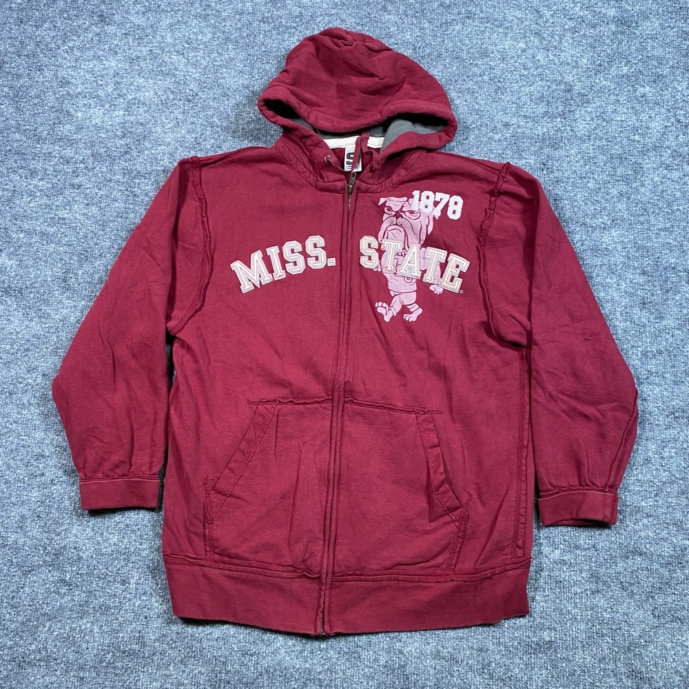 Spike Sports Mens Mississippi State Bulldogs Zip Hoodie Maroon Cotton Large